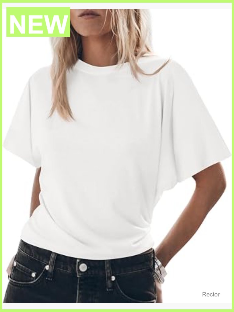 Womens Batwing Short Sleeve Tee | Loose Fit Flowy Crew Neck Top